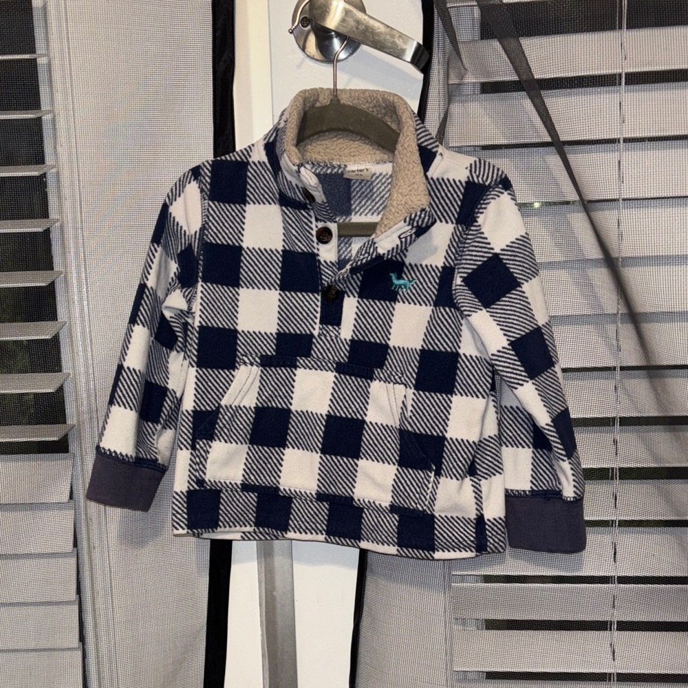 Carter's Navy and White Checkered Sweater
